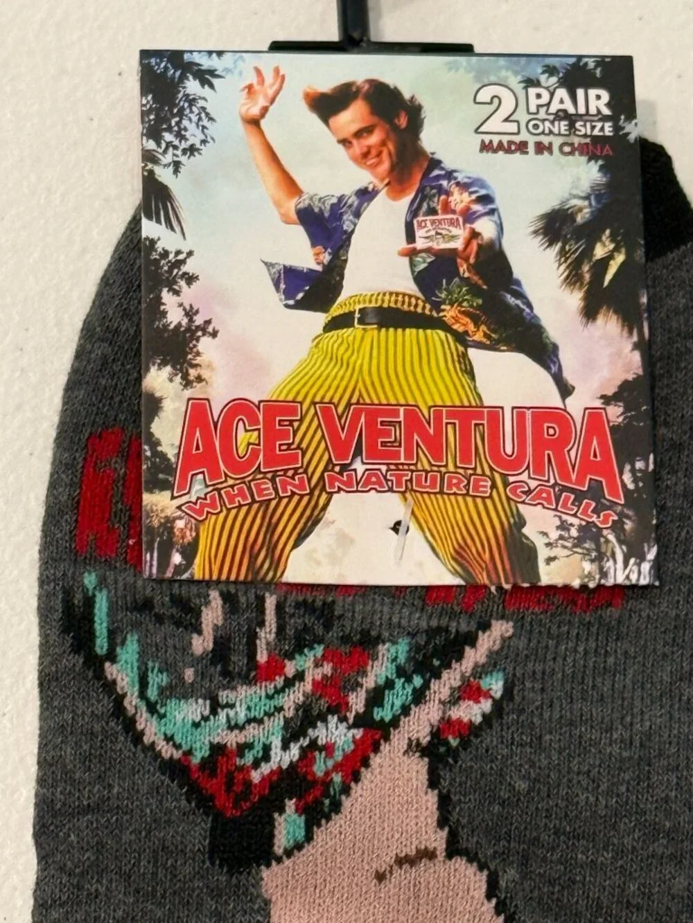 Ace Ventura When Nature Calls Crew Socks 2 Pair Pack Men's One Size NWT